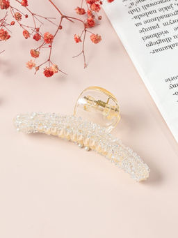 Цена за 6 шт. Крабик для волос «Хлоя», дуга, 9.5 см, белый