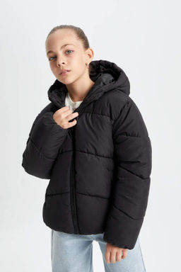 Водоотталкивающее пальто с капюшоном для девочек - Defacto фото 8