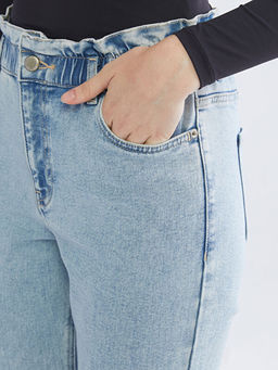 Beli Lastikli Slouchy Fit Kad?n Jean Pantolon