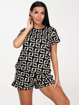 052 ПИЖАМА ЖЕНСКАЯ (шорты) (Бежевые цепи) - А-дина фото 3