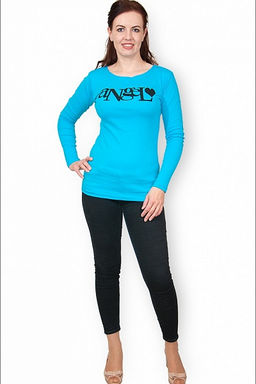 Кофта интерлок - пенье, принт Angel, бирюзовый (213-3) - Плиона фото 3