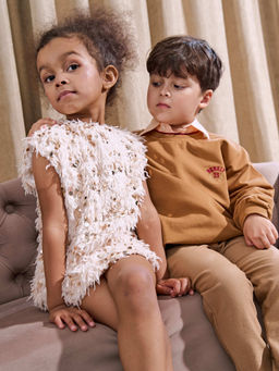 Платье с перьями Крем-брюле - Bungly фото 3