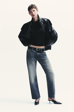 TRF STRAIGHT CROP MID-WAIST JEANS - Zara фото 12