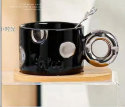 Цена за 1 шт. Чайный набор 250 мл 3 предмета с ложкой / SP2412-1-Blak /уп 60/