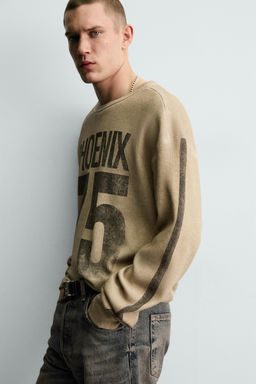 PRINTED WAFFLE-KNIT SWEATSHIRT - Zara фото 16