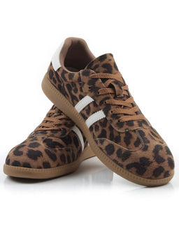 03-270-6PC LT. BROWN/LEOPARD Кеды женские (натуральная кожа)