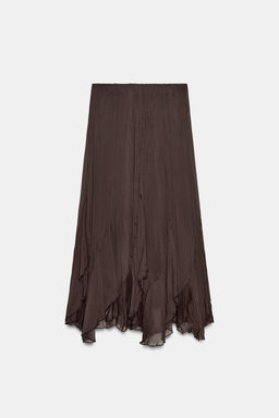 FALDA MIDI VOLANTES ENCAJE / Marr?n - Zara фото 7