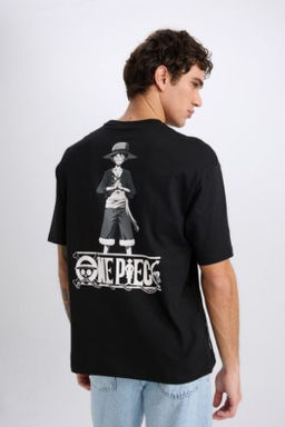 One Piece Boxy Fit Bisiklet Yaka Bask?l? K?sa Kollu Tisort