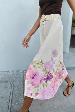 FLORAL PRINT MIDI SKIRT - Zara фото 9