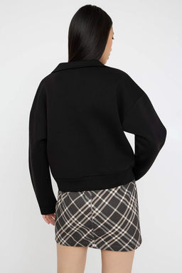 Teen Siyah Duz Regular/Normal Kal?p Orme Sweatshirt TWOAW26SW00049