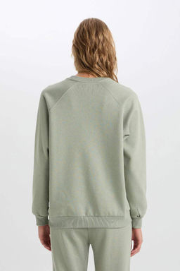 Женский свободный крой, широкий крой с круглым вырезом, толстый базовый однотонный повседневный свитшот - Defacto фото 6