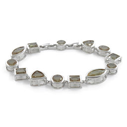 Султанит, браслет Боярд, покрытие родий, длина 18.5см