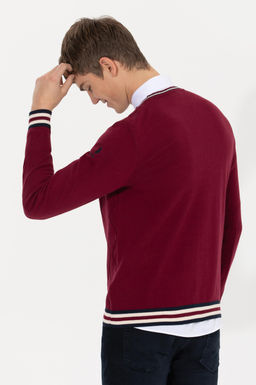 U. S. Polo Assn Мужской бордовый трикотажный свитер с v-образным вырезом - U.s. polo assn фото 5