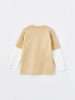 Bisiklet Yaka Uzun Kollu Nostaljik Maymun Bask?l? Erkek Bebek Ti??rt - Waikiki фото 3