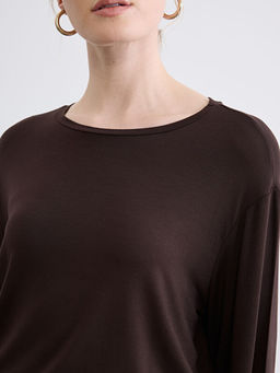 Bisiklet Yaka Balon Kollu Oversize Bluz