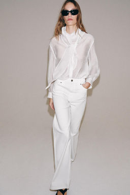 JEANS ZW COLLECTION WIDE LEG TIRO ALTO / Blanco