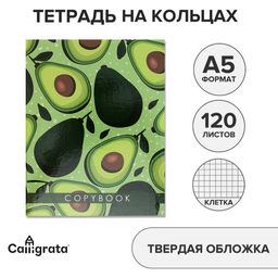 Тетрадь на кольцах A5, 120 листов в клетку, Calligrata «Авокадо»