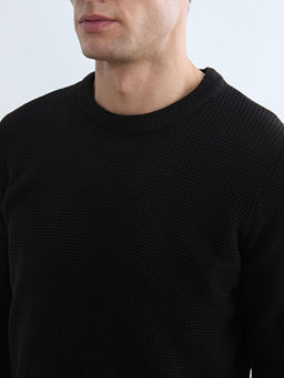 Bisiklet Yaka Petek Dokulu Erkek Triko Kazak