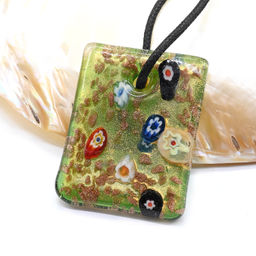 Муранское стекло кулон прямоугольный 35*45мм цв.зеленый