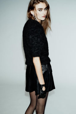 FAUX LEATHER RUCHED SKORT - Zara фото 6