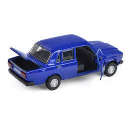 Машина металл ВАЗ-2107 длина 12 см, (двери, багаж, темно-синий) инерц, в коробке