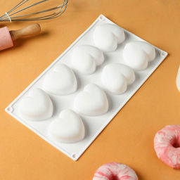 Форма для муссовых десертов и выпечки KONFINETTA Сердца, 30?17.5?3 см, 8 ячеек (6.2?6 см), силикон, белая