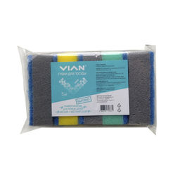 Губки для посуды VIAN MAXI с фиброй, 95*65*32, 5 шт/уп