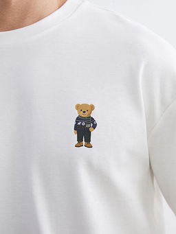 Bisiklet Yaka Ay? Teddy Bask?l? Erkek Ti??rt