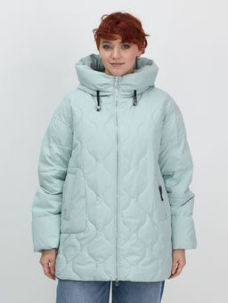 Куртка женская демисезонная с капюшоном бирюзового цвета 1140Br