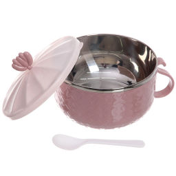 Ланч-бокс пластиковый "SEGRETO" с ложкой 16,5*10см пыльная роза