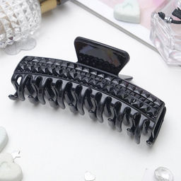 Цена за 6 шт. Крабик для волос «Ночка», два ряда страз, 11.5 см, чёрный