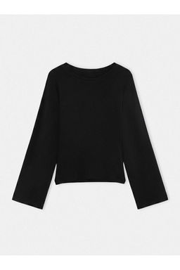 Siyah Bele Oturan Bisiklet Yaka D___k Kol Viskonlu Esnek Ribana _rme T-Shirt TWOAW27TS00015 - Trendyolmilla фото 6