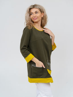 853 Туника "хаки/горчица"