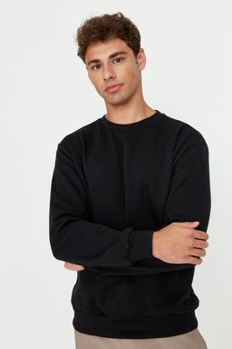 Siyah Regular/Normal Kesim Ici Polar/S?cak Tutan Sweatshirt TMNAW21SW1208