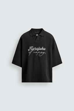 POLO ESTRUCTURA TEXTO BORDADO / Negro - Zara фото 8