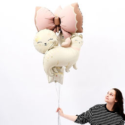 Цена за 2 шт. Воздушный шар фольгированный 27" «Кошечка с бантиком»