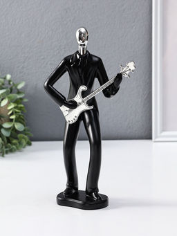 Сувенир полистоун "Гитарист" чёрный с серебром 6,5х15,2х27,5 см
