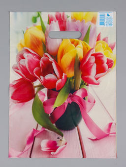 Цена за 50 шт. Пакет подарочный Сиеста, полиэтиленовый с вырубной ручкой, 29?40 см, 35 мкм