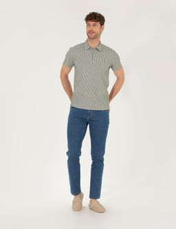 Haki Slim Fit Fermuarl_ Polo Yaka Ti__rt