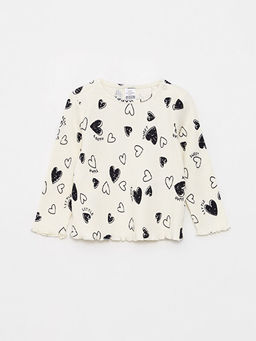 Bisiklet Yaka Uzun Kollu Bask?l? Pamuklu K?z Bebek Sweatshirt 2li - Waikiki фото 3