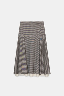 ZW COLLECTION CONTRAST CHECK SKIRT - Zara фото 5