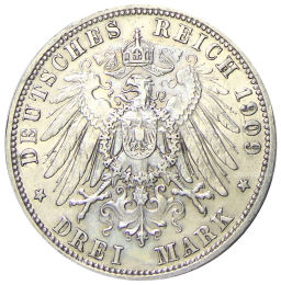 3 марки 1909 года А Германия (Пруссия)