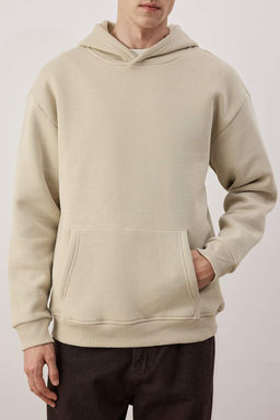 Tas Oversize/Genis Kesim S?rt? Nak?s Detayl? Kapusonlu Sweatshirt TMNAW25SW00142