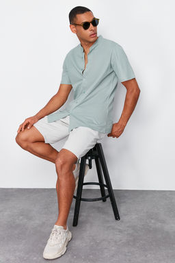 TRENDYOL MAN Siyah Slim Fit Hakim Yaka K?sa Kollu Orme Pike Yazl?k Gomlek TMNSS22GO0025 - Trendyolmilla фото 13