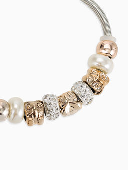 Браслет жемчуг «Марджери» сова, цвет белый в серебре, d=6.5 см