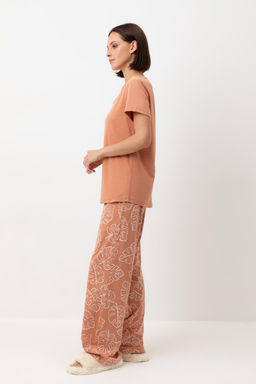 Е 20075/24/пробковое дерево,тропические листья пижама жен