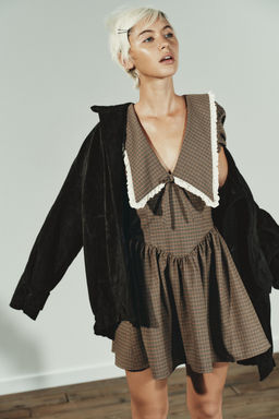 CHECKED DRESS WITH PETER PAN COLLAR - Zara фото 2