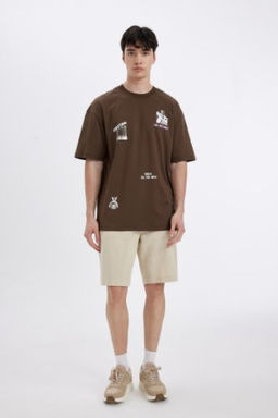 Regular Fit Keten Bermuda Sort