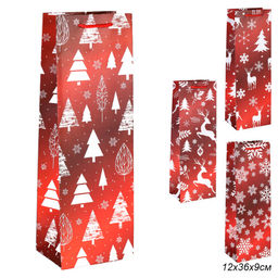Цена за 12 шт. Пакет подарочный 12х36х9см под бутылку / 9068 /уп 12/600/Новый год - Галеонтрейд фото 6