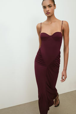 VESTIDO CORSETERO DRAPEADO / Burgundy - Zara фото 3